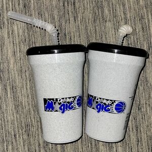 2 Vintage 1990s Orlando Magic NBA Betras Plastics Cups W/ Straws
